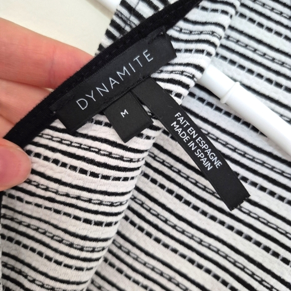 Dynamite Black White Striped Sleeveless Crop Top with Back Twist – Size Medium - Picture 4 of 4